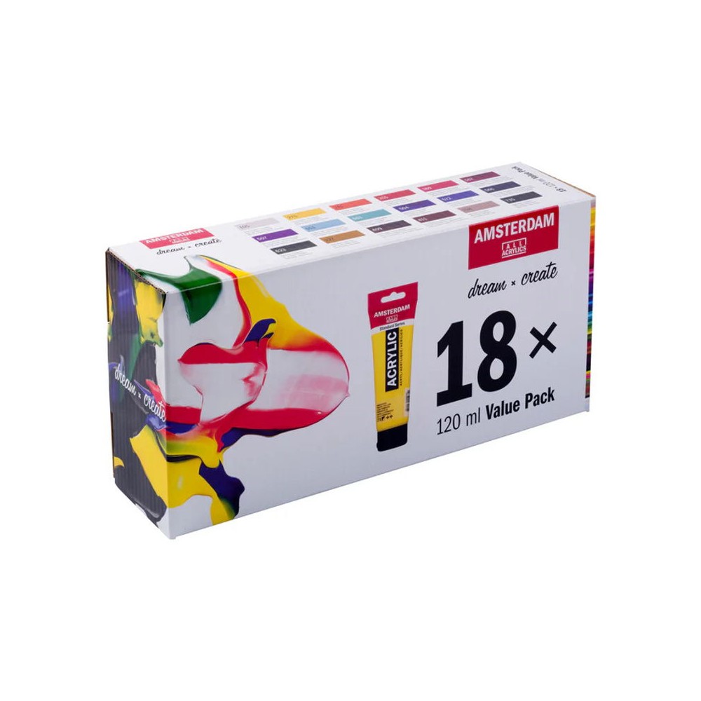 Estuche Acrílicos Amsterdam 120ml 18 unidades