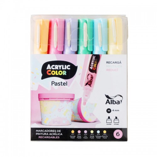 Estuche Acrylic Color Pastel 6 unidades