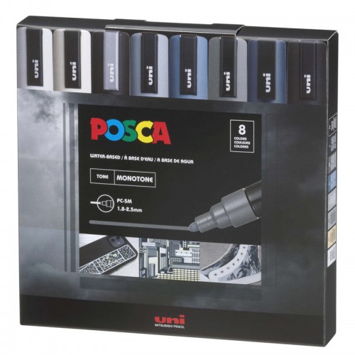 Estuche Posca 5M Monotone Neutros 8 unidades