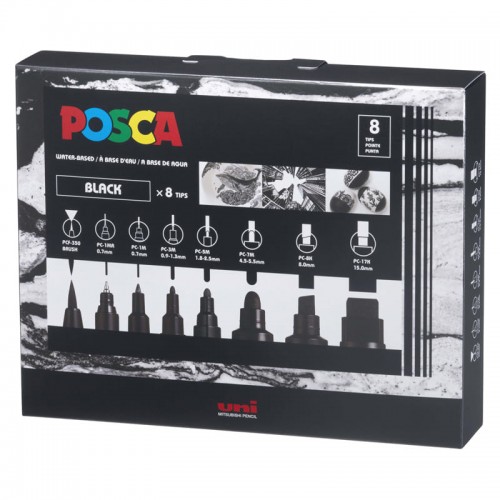 Estuche Posca Mix Black 8 puntas