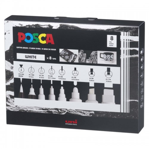 Estuche Posca Mix White 8 puntas
