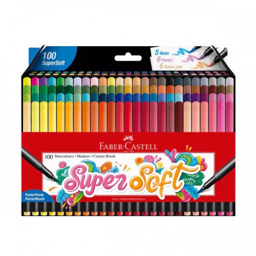 Marcadores SuperSoft Faber Castell 100 unidades
