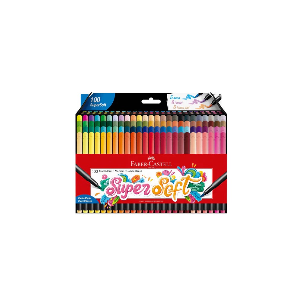 Marcadores SuperSoft Faber Castell 100 unidades