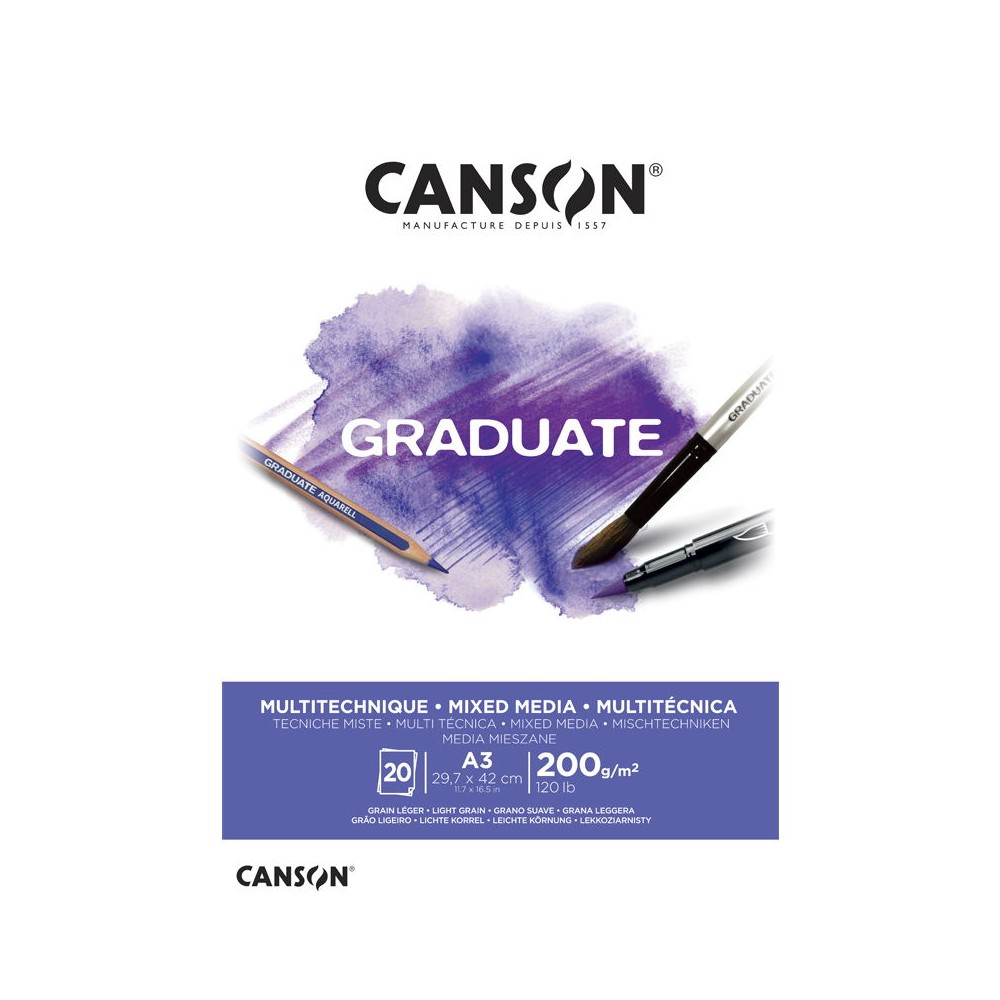 Block Canson Graduate Mix Media A3 200grs