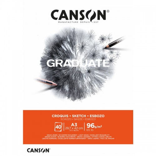 Block Canson Graduate Croquis A3 96grs 40hjs