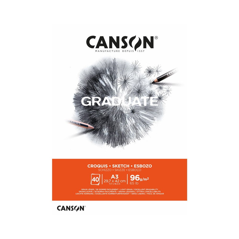 Block Canson Graduate Croquis A3 96grs 40hjs