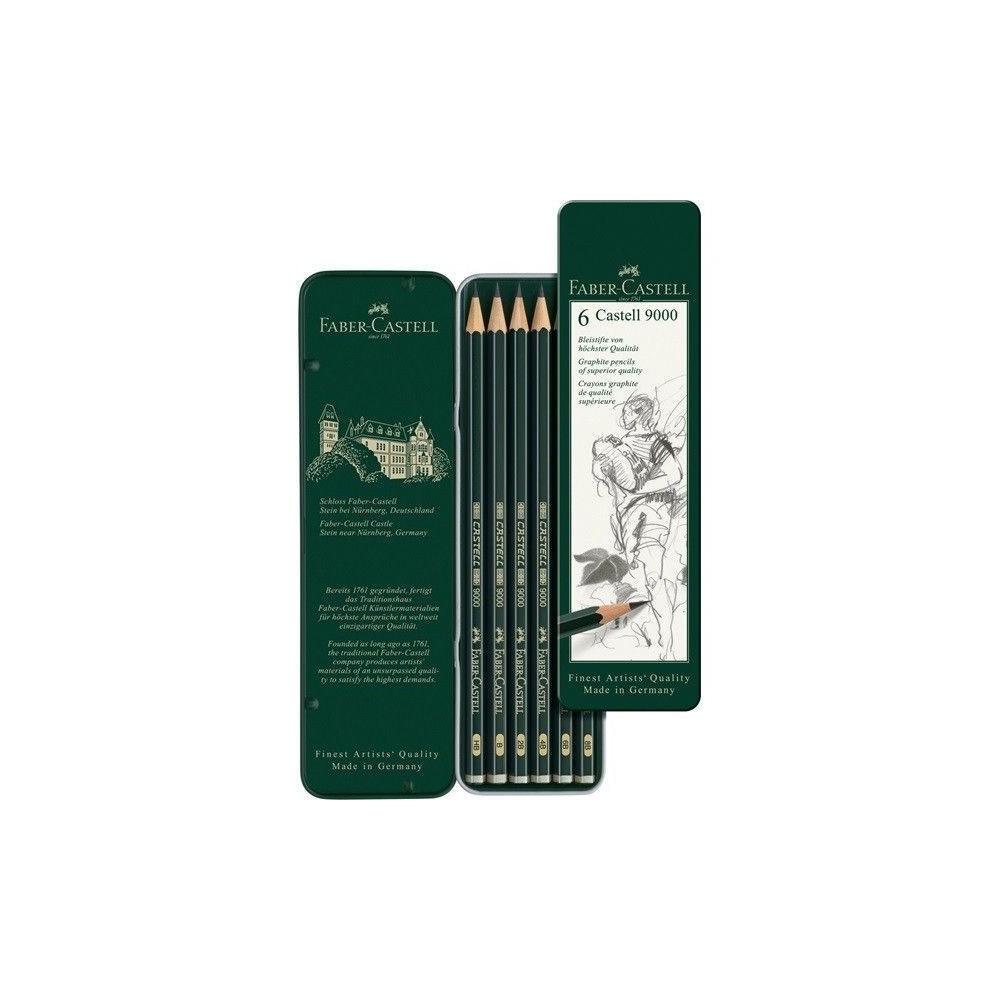 Lápiz grafito Castell 9000 set x6