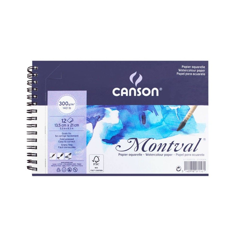 Block Canson Montval 13x21 300grs espiral