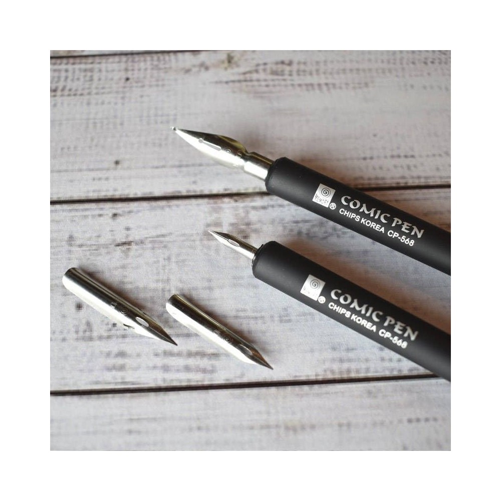 Plumas Comic Pen Set 4 + 2 Portaplumas
