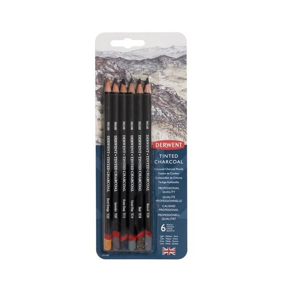 Lapices Derwent Tinted Charcoal 6 unidades