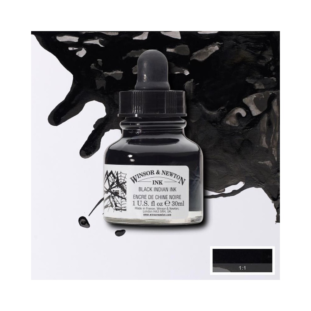 Tinta W&N Black Indian Ink con gotero 30ml