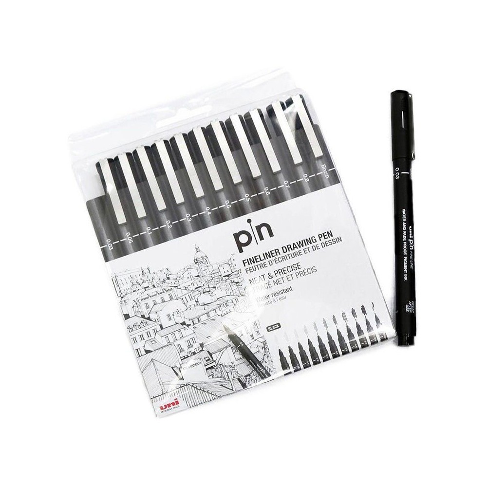 Estuche estilógrafos Uni Pin 12 unidades