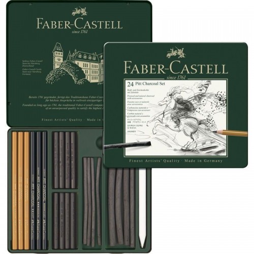 Estuche Pitt Monocromo Carbón Faber Castell 24 unidades
