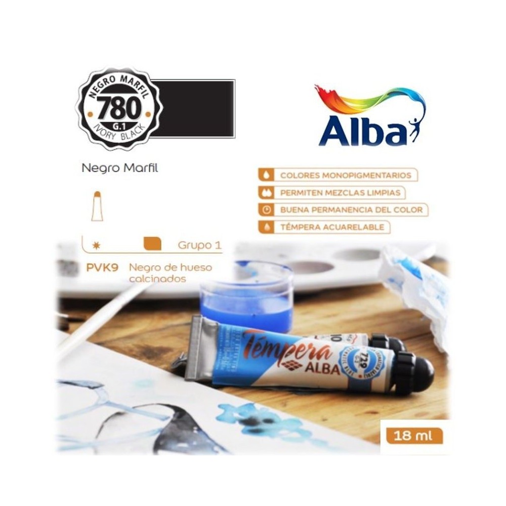 Témpera Profesional Alba Negro Marfil 18ml G1