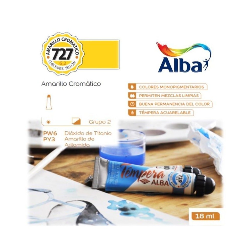 Témpera Profesional Alba Amarillo Cromático 18ml G2