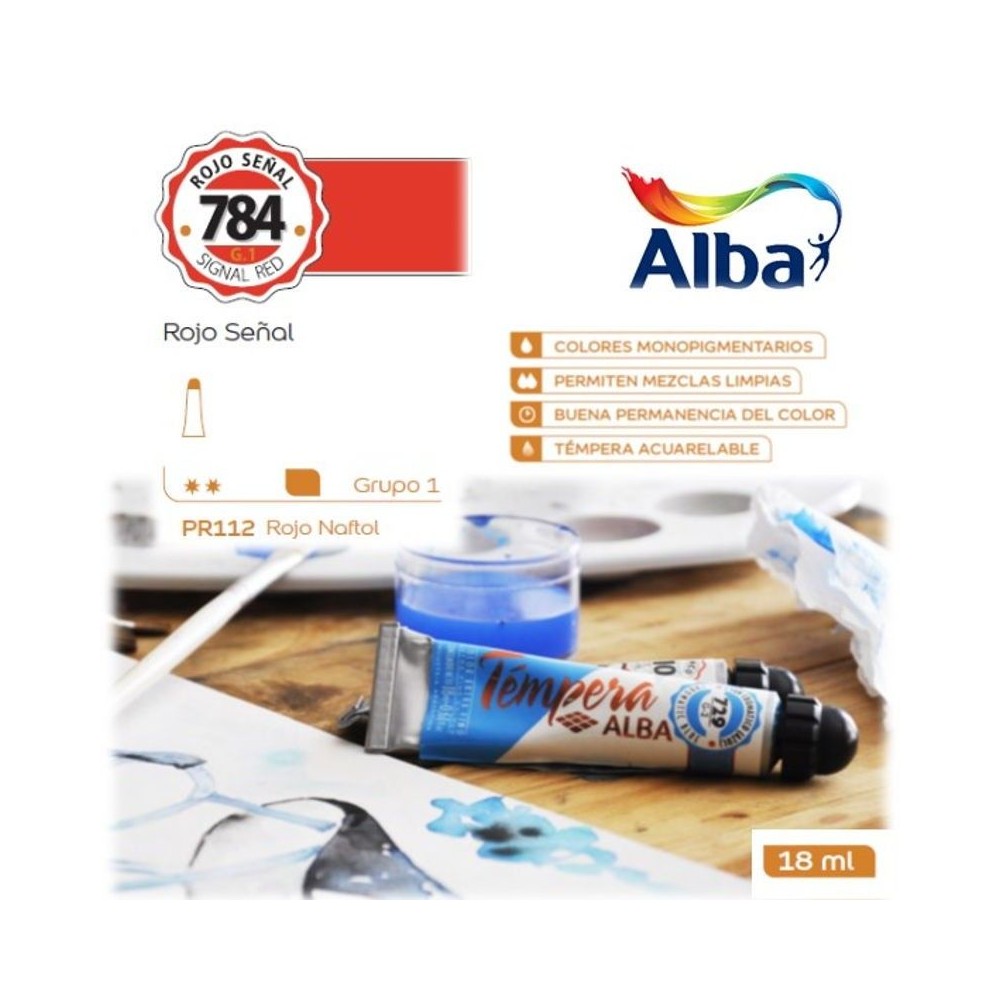 Témpera Profesional Alba Rojo Señal 18ml G1