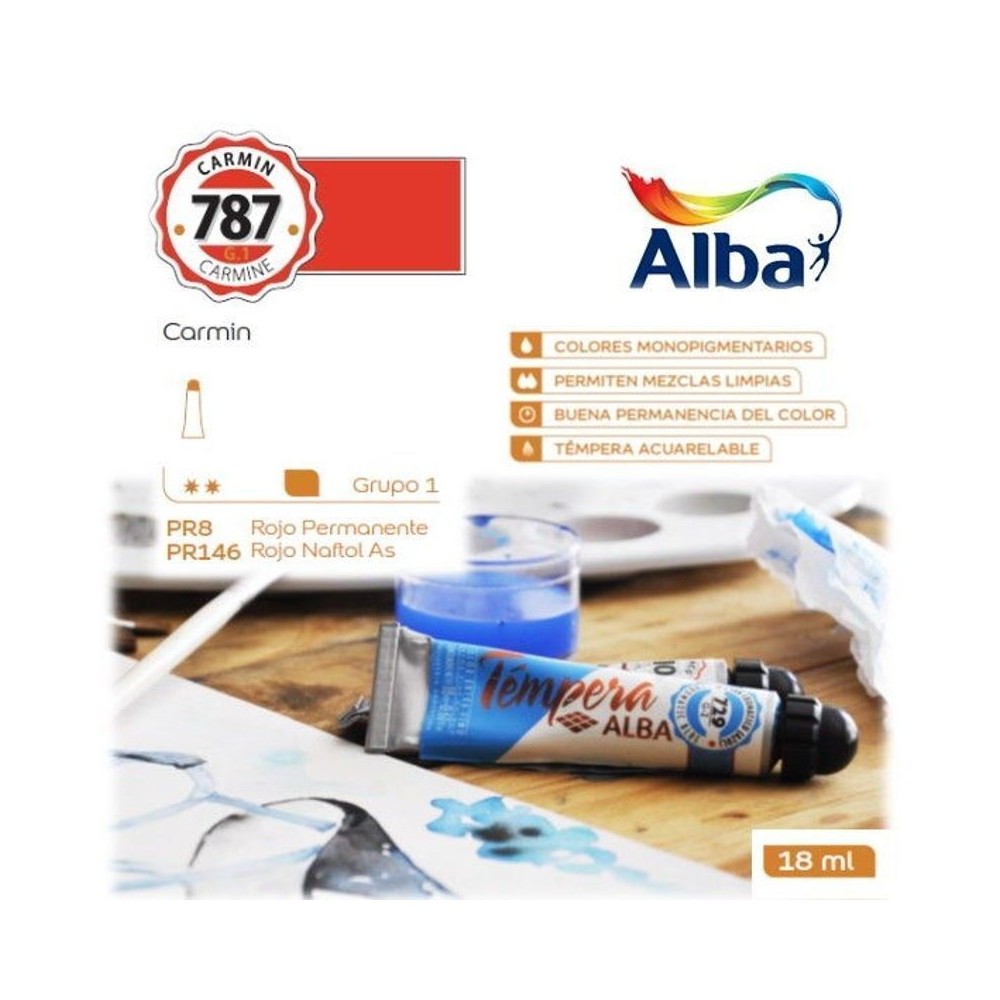 Témpera Profesional Alba Carmín 18ml G1