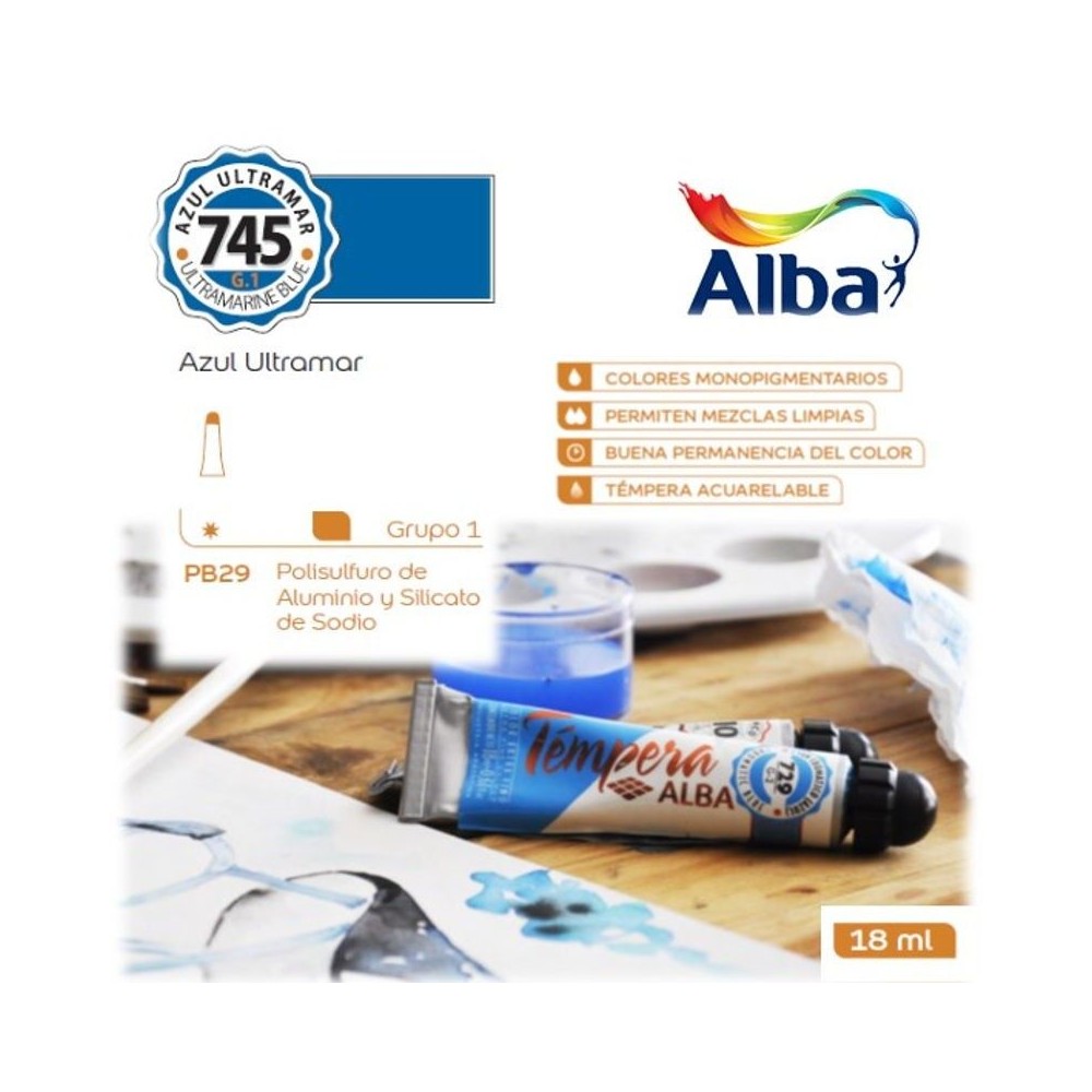 Témpera Profesional Alba Azul Ultramar 18ml G1