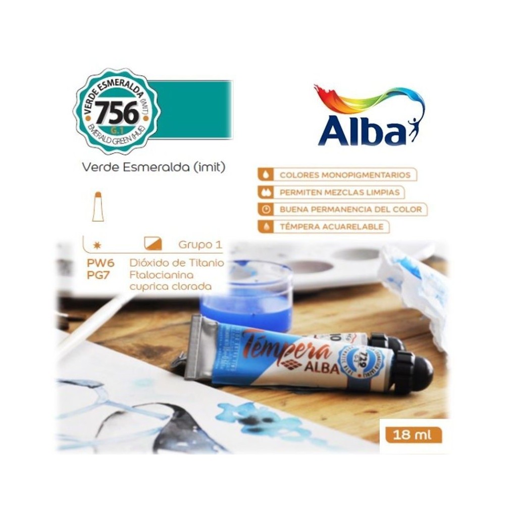 Témpera Profesional Alba Verde Esmeralda (Imit) 18ml G1