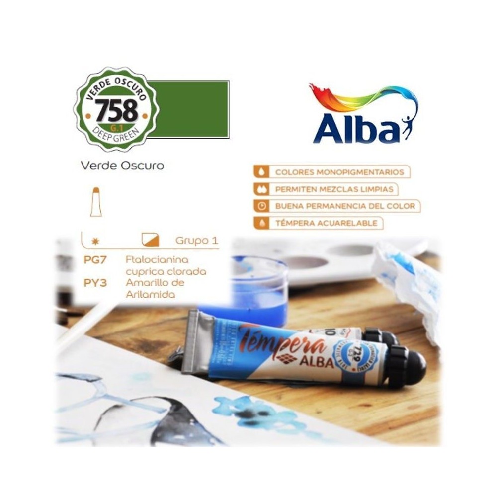 Témpera Profesional Alba Verde Oscuro 18ml G1