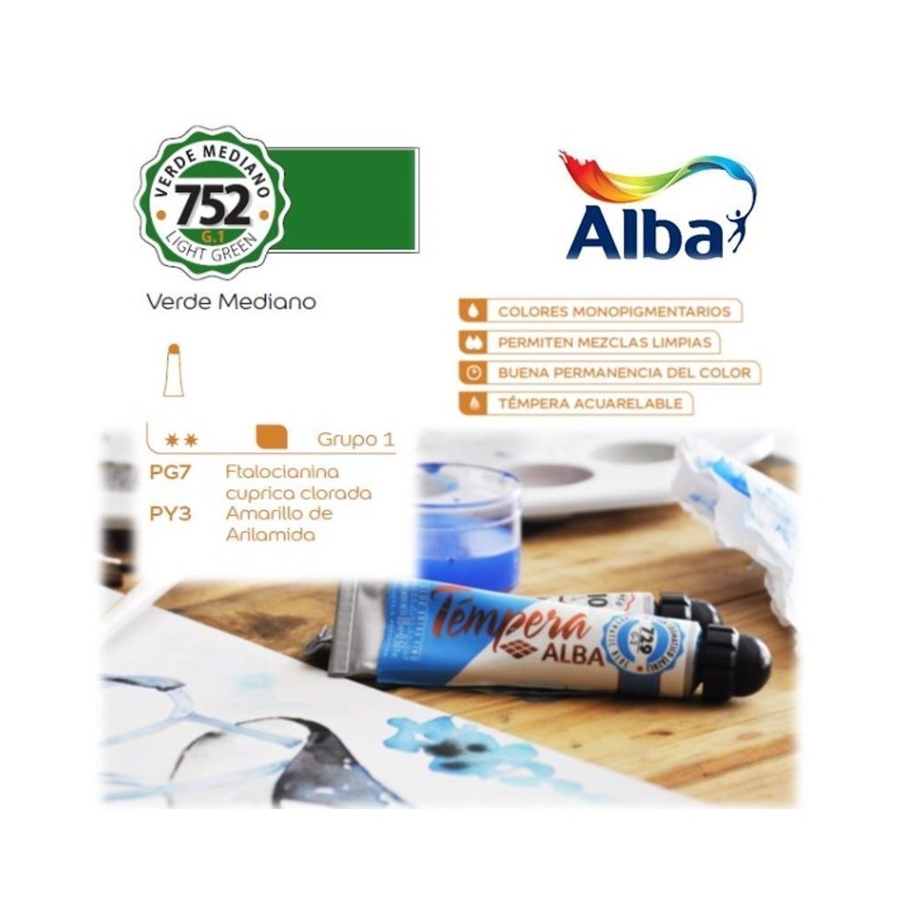 Témpera Profesional Alba Verde Mediano 18ml G1