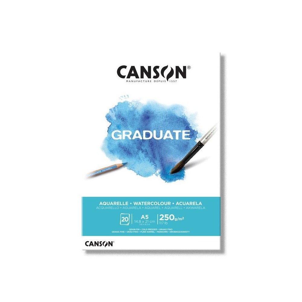 Block Canson Graduate Aquarelle A5 250grs 20hjs