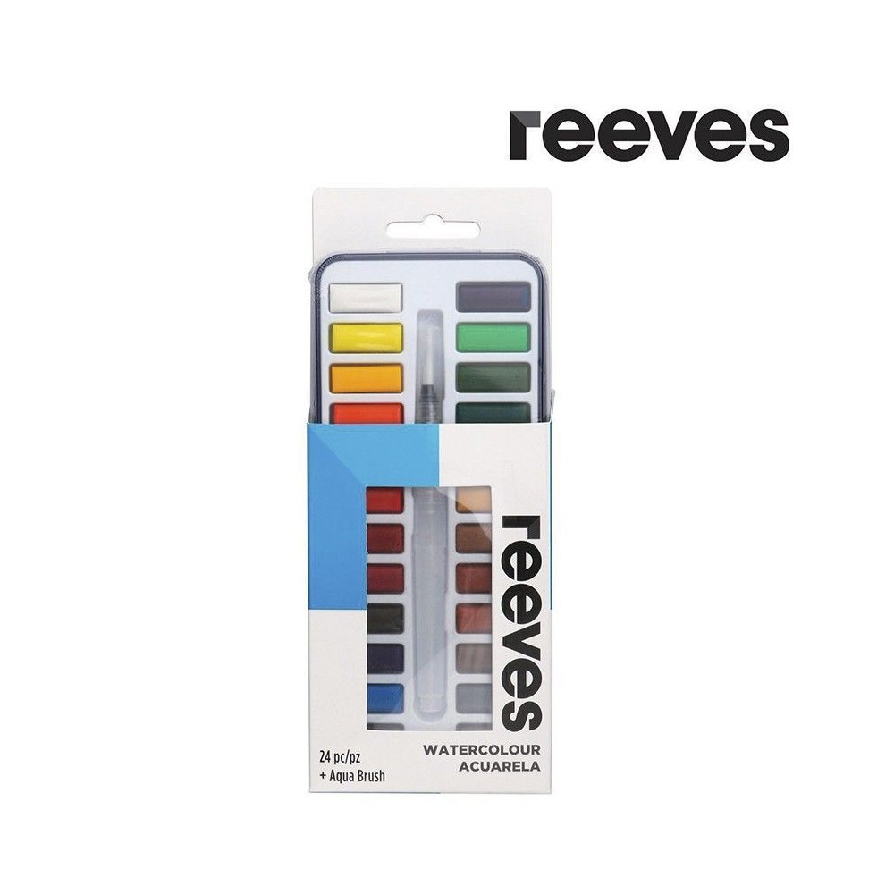 Acuarelas Reeves 24 pastillas + Waterbrush