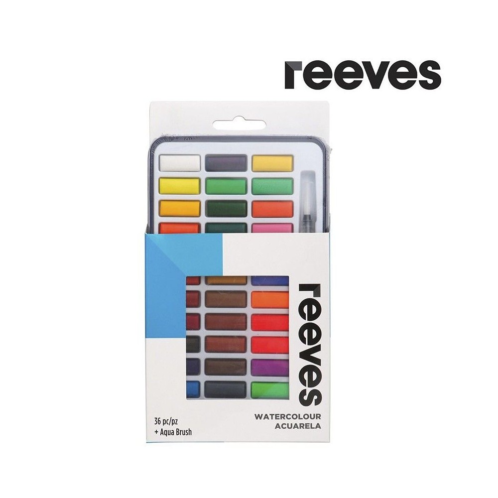 Acuarelas Reeves 36 pastillas + Waterbrush