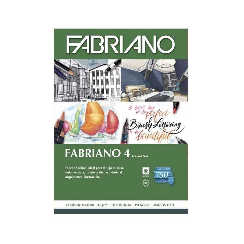 Block Fabriano 4 Liso 160grs 25x35cm