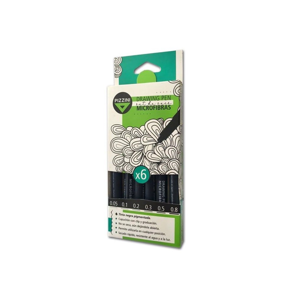 Set Estilógrafos Pizzini 6 unidades