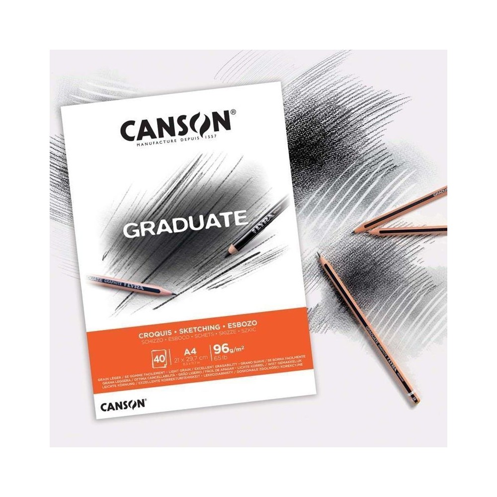Block Canson Graduate Croquis A4 96grs 40hjs