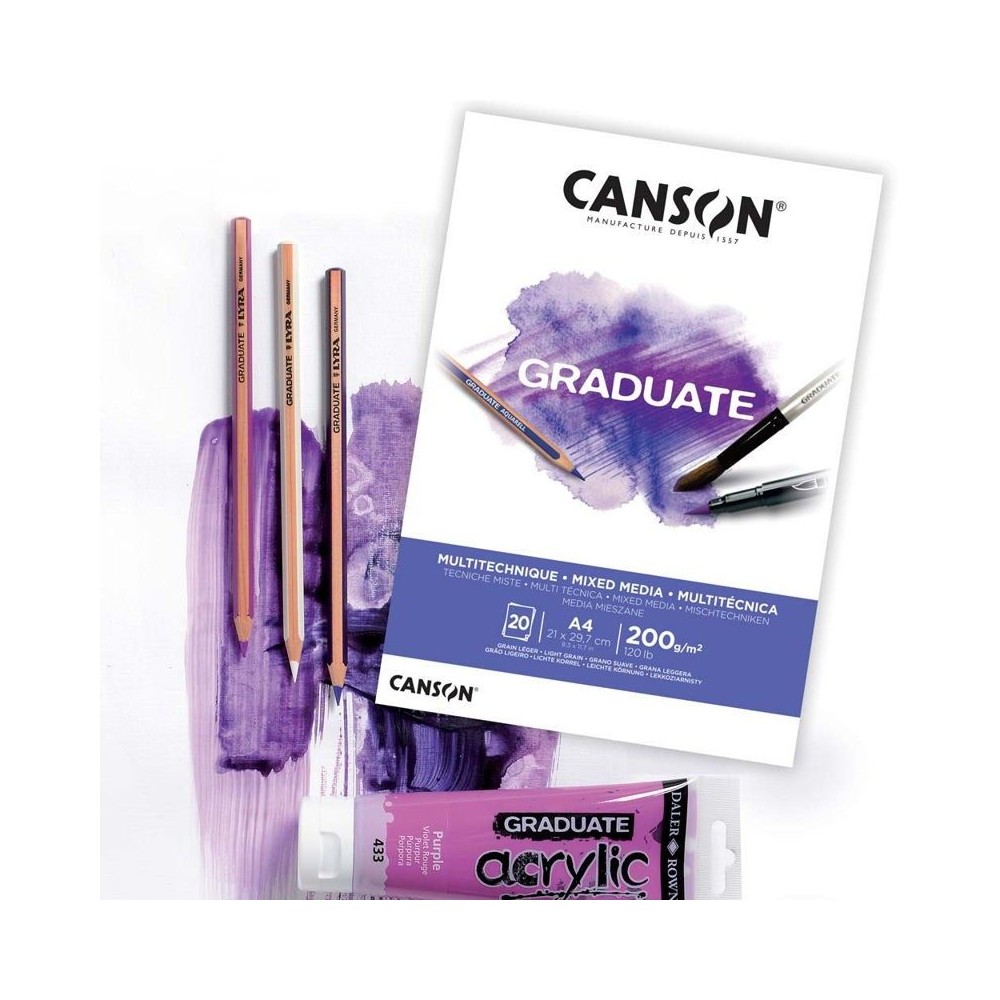Block Canson Graduate Mix Media A4 200grs 20hjs