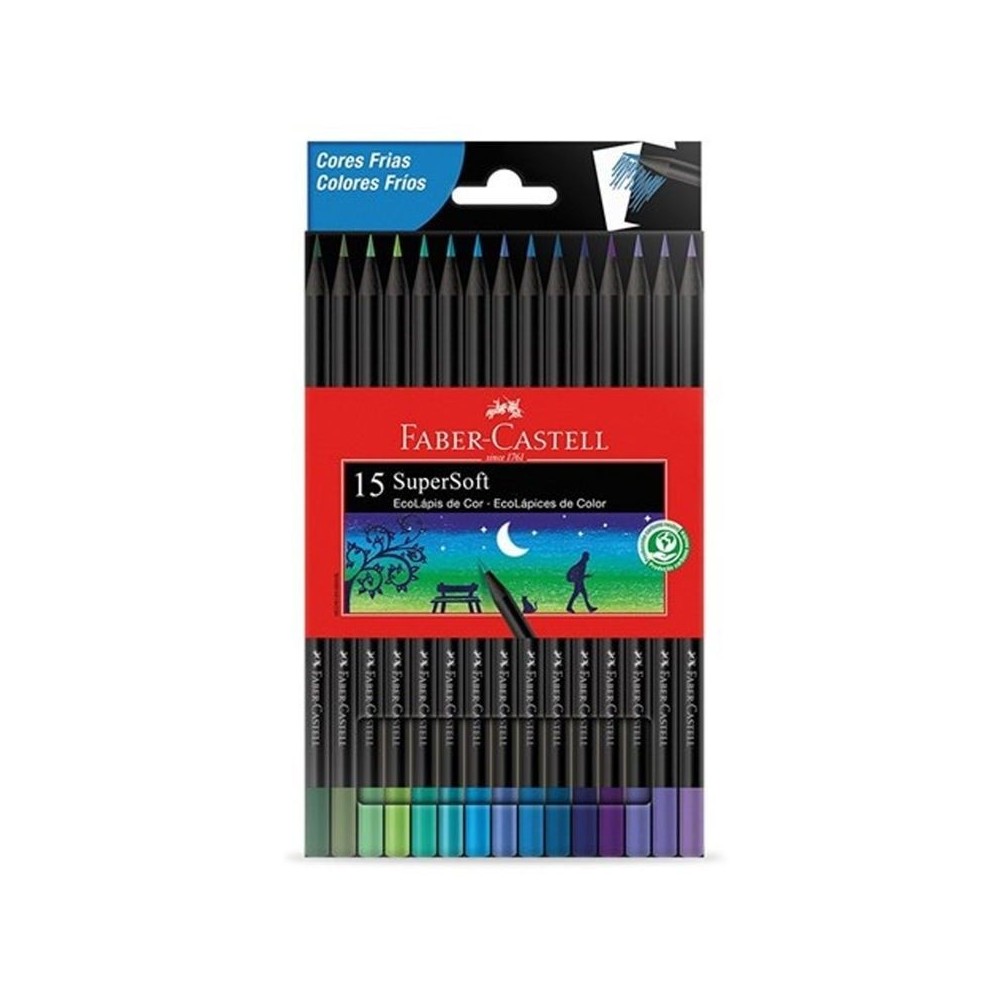 Lápices Supersoft Faber Castell Tonos Fríos 15 unidades