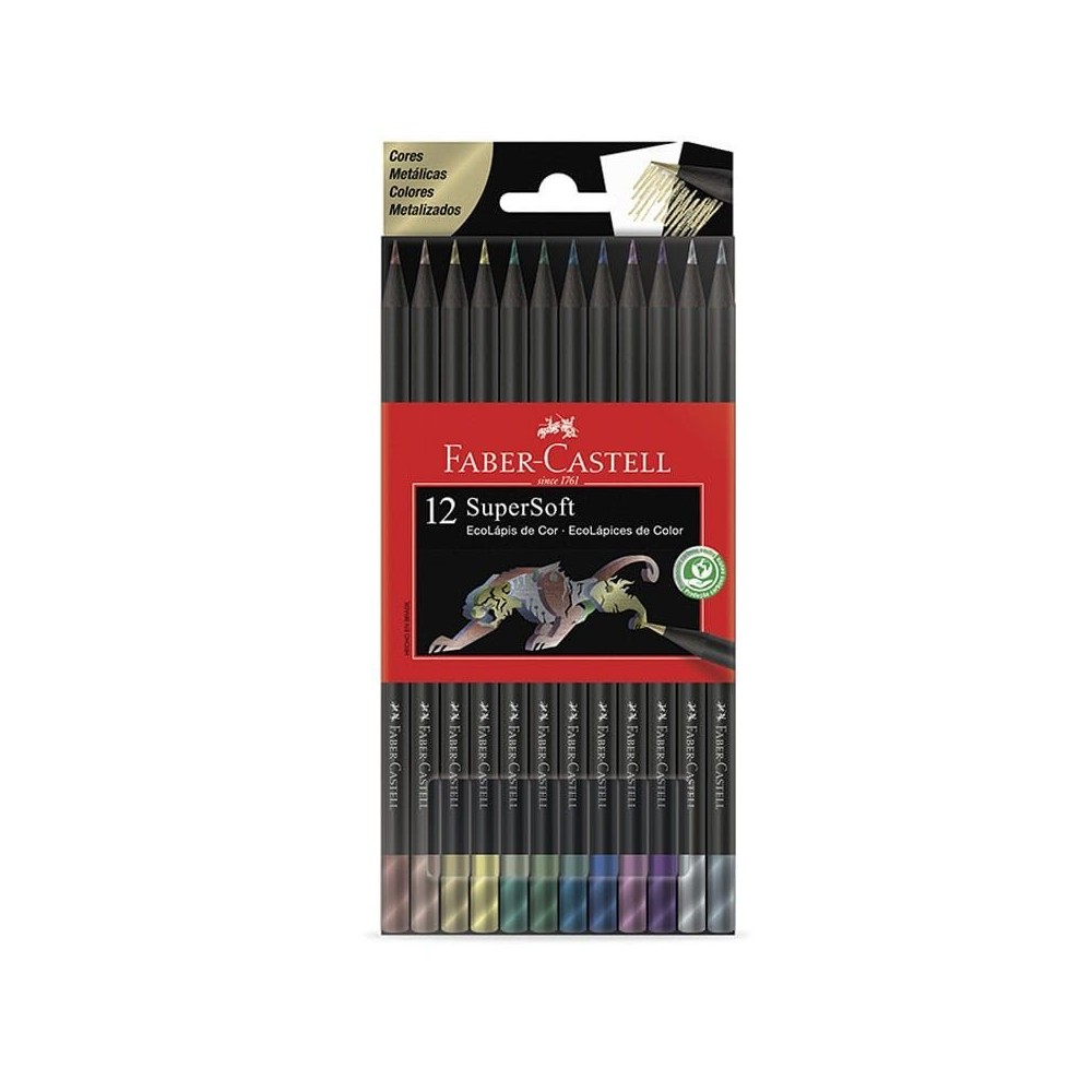 Lápices Superfsoft Faber Castell metalizados 12 unidades